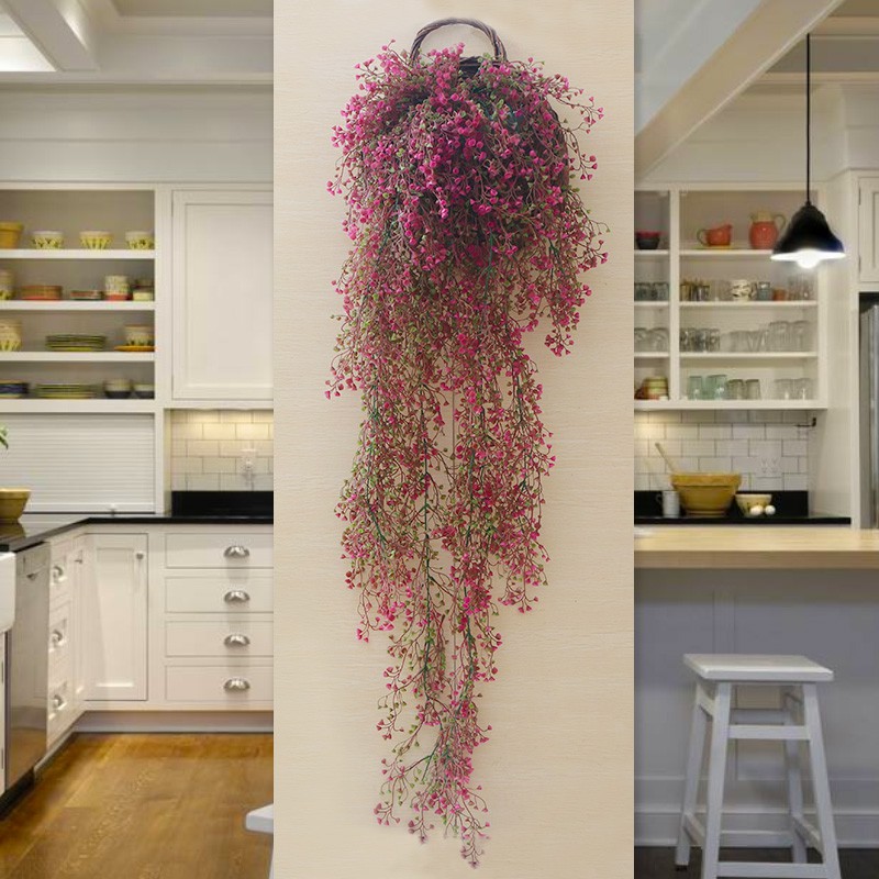 Chùm hoa cỏ giả treo tường trang trí nội thất ,ban công chung cư, cửa hàng, quán cafe