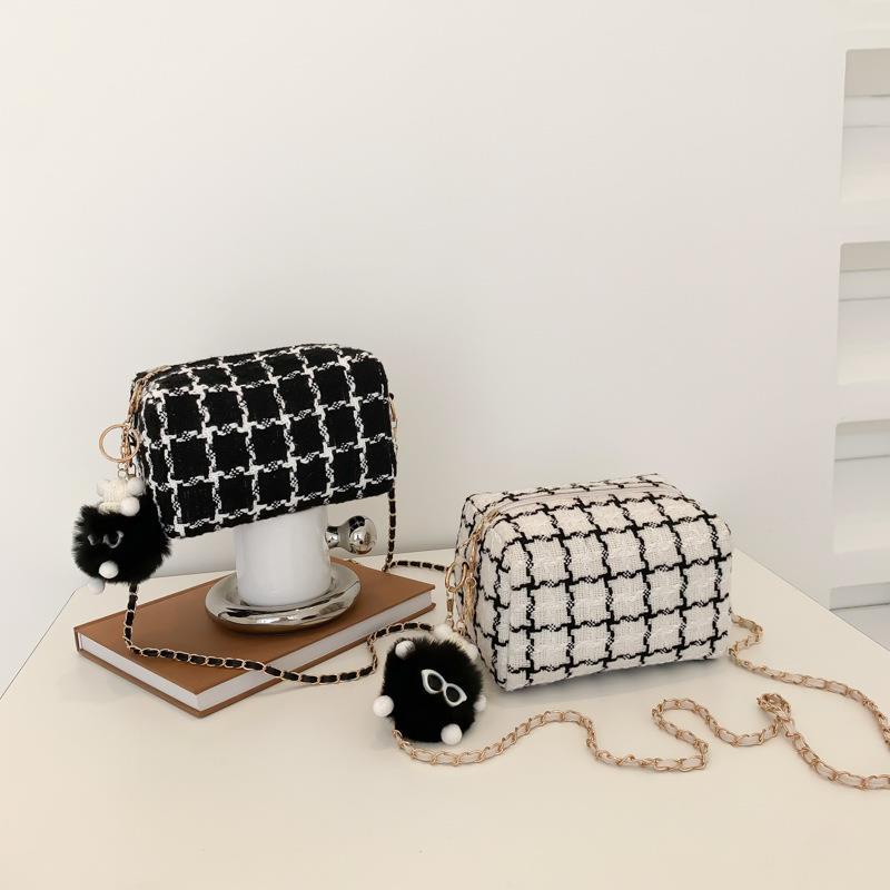 Túi Đeo JASMIN NOIR Chéo Vai Vải Canvas Họa Tiết Sọc Caro Thời Trang Cá Tính Cho Nữ