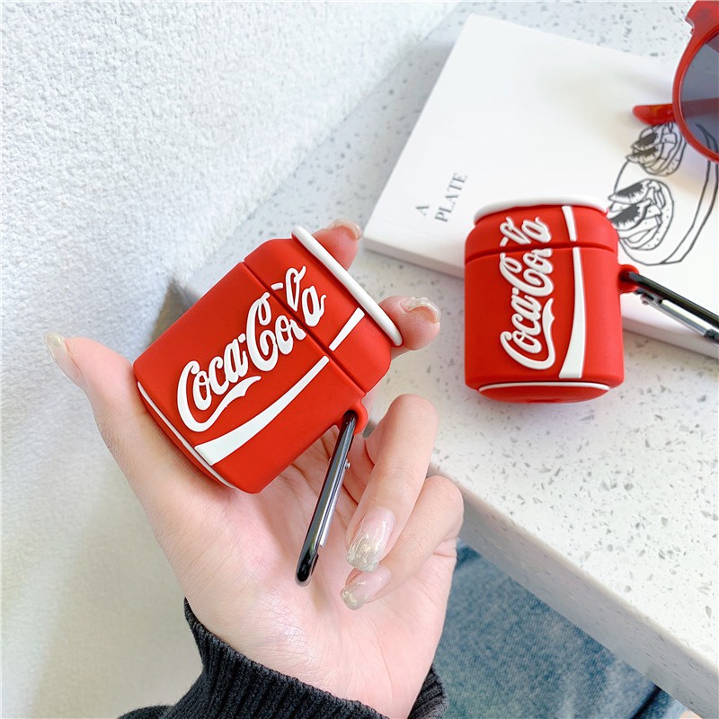 Vỏ bảo vệ hộp sạc tai nghe hình lon coca độc đáo thích hợp cho Airpods 1/2