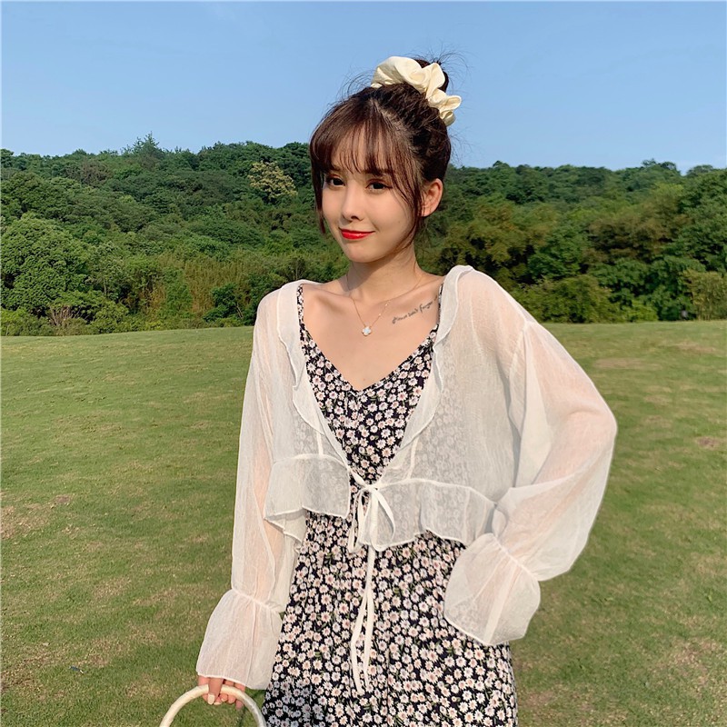 [CÓ SẴN] Áo Khoác Voan Trắng Viền Bèo Ulzzang Trắng mỏng | BigBuy360 - bigbuy360.vn