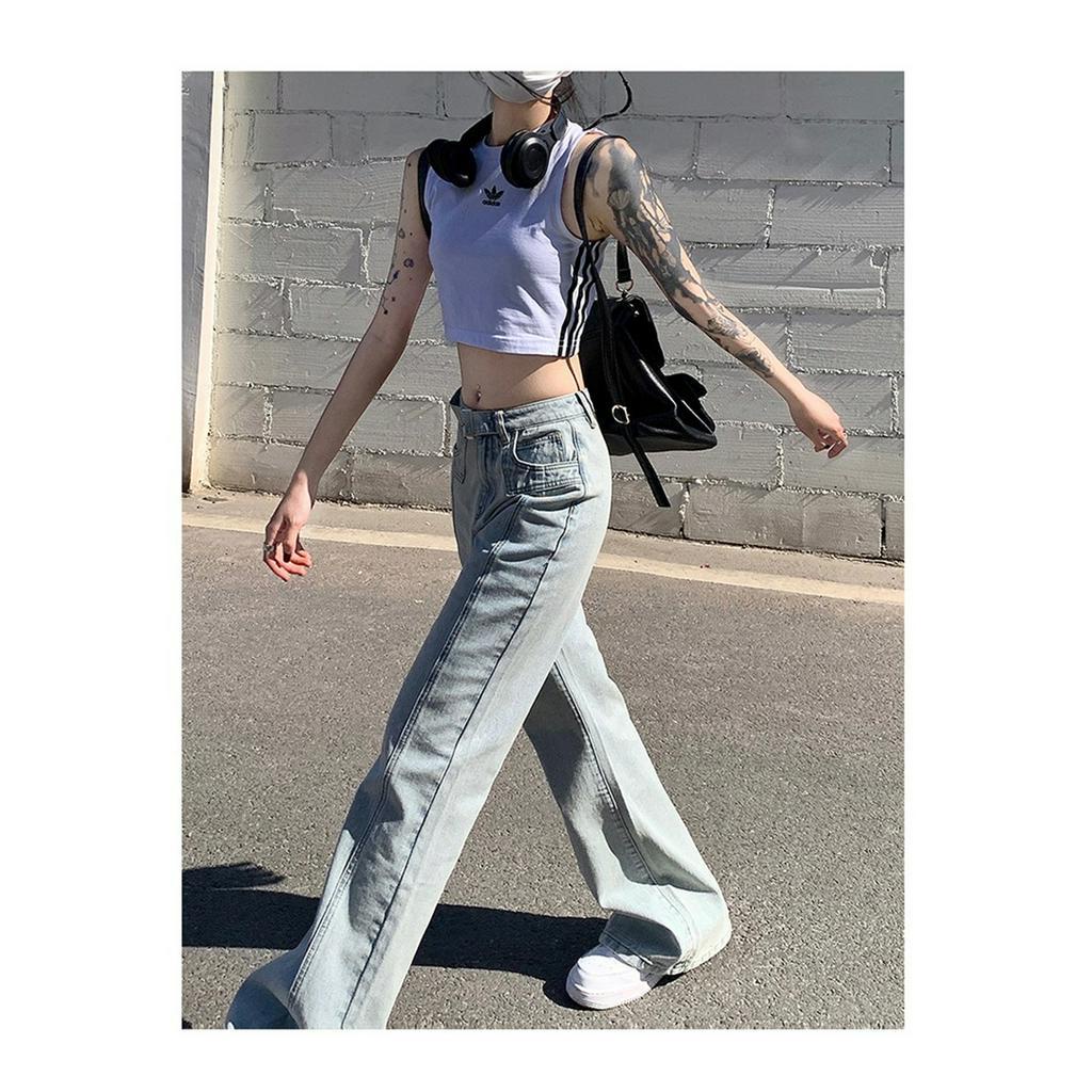 qkoole Quần Jean Dài Lưng Cao Dáng Ôm Màu Sắc Tươi Sáng Phong Cách Cổ Điển Thời Trang Mùa Hè Cho Nữ