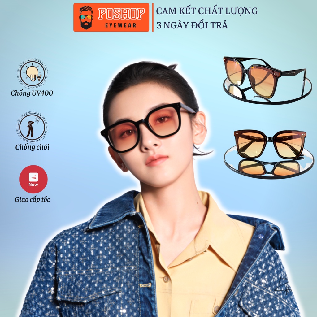 Kính mát nam nữ POSHOP [ kính râm ] mắt vuông cao cấp chống tia uv màu sắc cam dễ đeo LOCELL