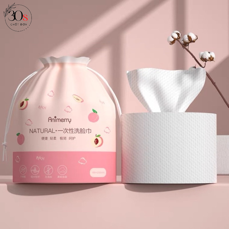 Khăn mặt khô dùng 1 lần Animerry giấy tẩy trang lau ướt siêu mềmm dai mịn rửa mặt vệ sinh