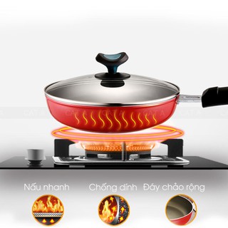 CHẢO ĐÁY TỪ CHỐNG DÍNH HỢP KIM NHÔM  CÁT Á TFFP-526-24/26 - Có nắp kính, độ bền cao, giá rẻ nhất thị trường