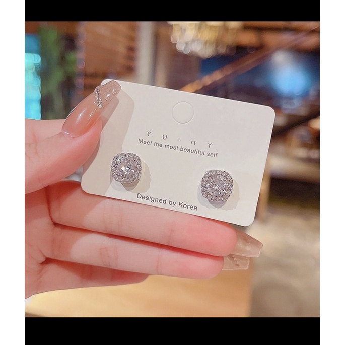 Bông tai nụ đá sáng bạc 925