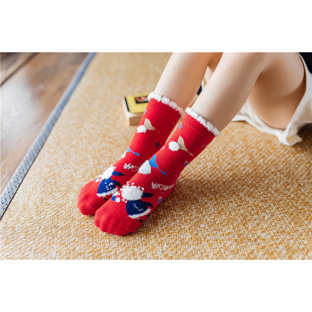 Bộ tất vớ 3 đôi đẹp cotton cao cấp họa tiết Giáng sinh cho bé Đuôi Gà GSINH02