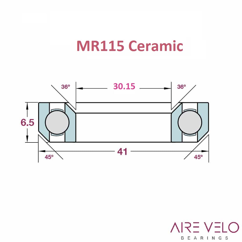 Bạc đạn chén cổ Headset bearing FSA Ceramic MR115 1-1/8" size 41 x 30.15 x 6.5 / 36° x 45°