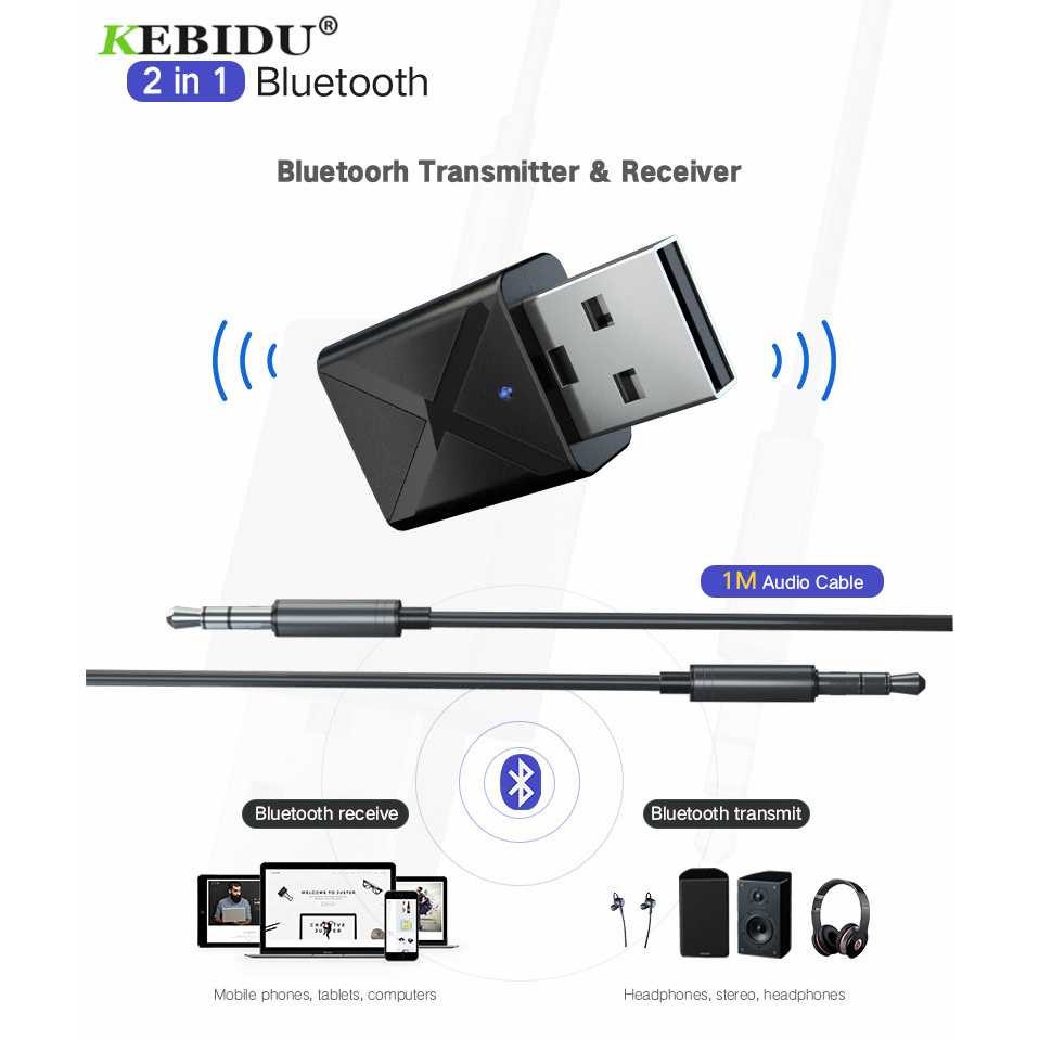 Bộ Thu Phát Âm Thanh Bluetooth 2 Trong 1 Kebidu Cho Điện Thoại