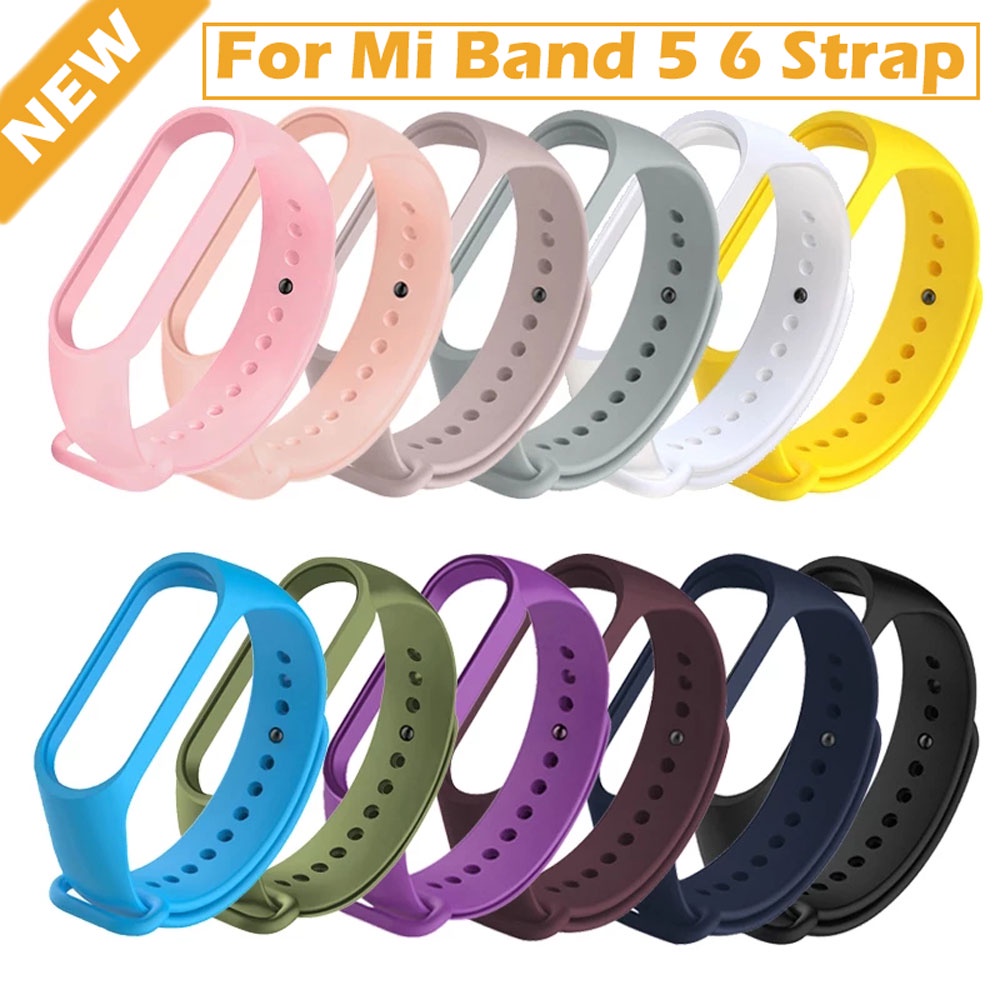 Dây Đeo Thay Thế Chất Liệu Silicon Màu Trơn Cho Xiaomi Mi Band 7 Mi Band 3 4 5 6