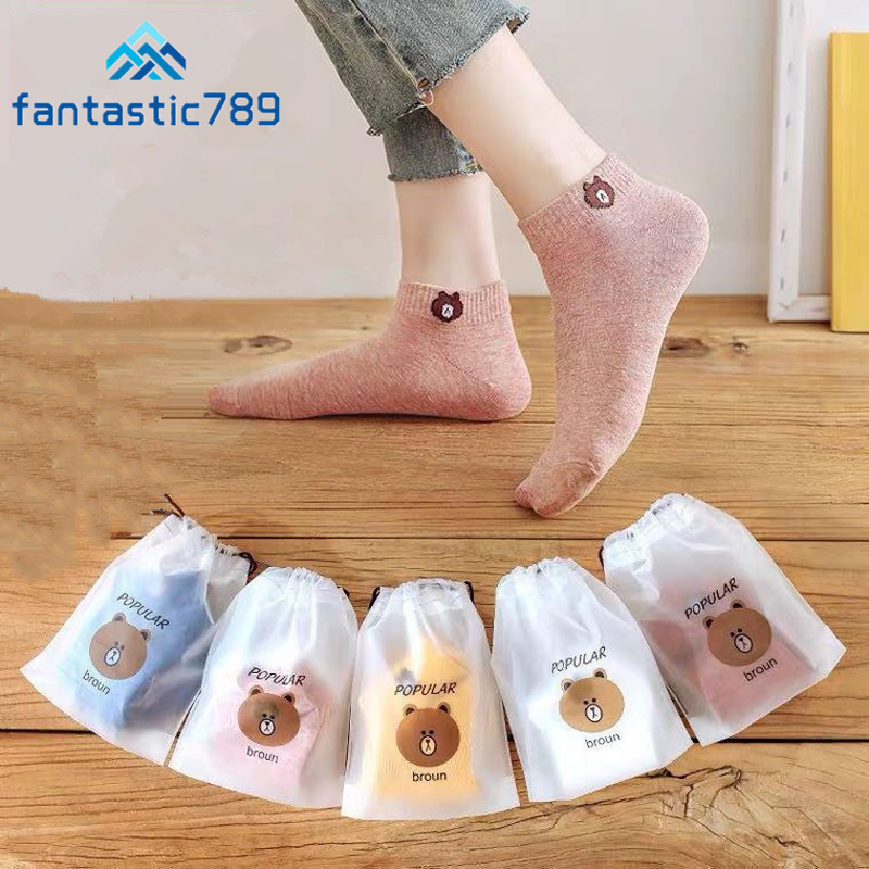 Vớ cotton cổ ngắn thêu hình gấu con dễ thương Fantastic789