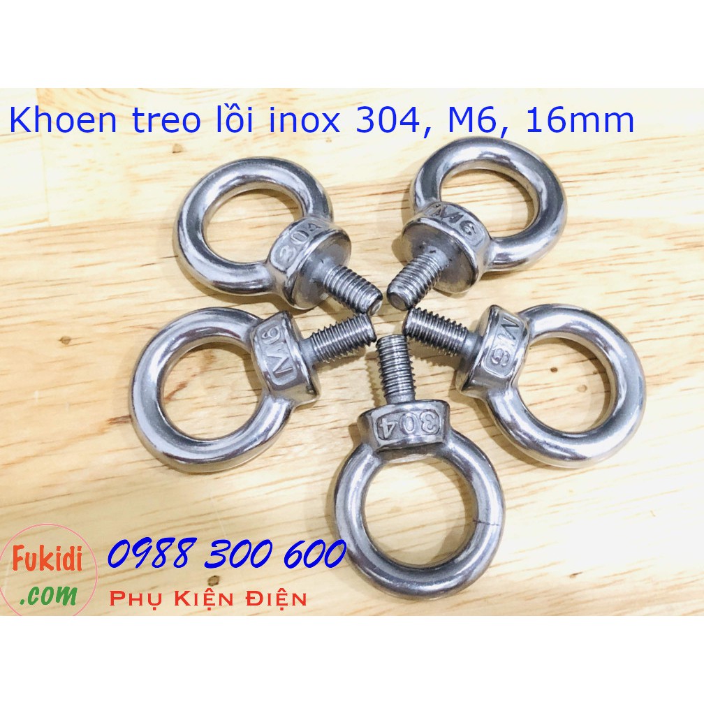 5 cái móc treo tròn M6, khoen treo tròn M6, inox 304, phi 16mm - M0CM6