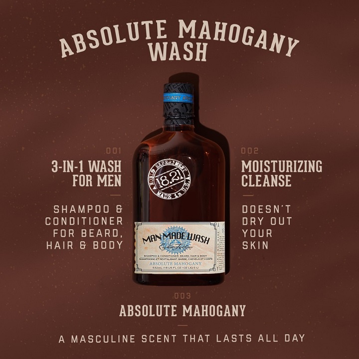 [Chính Hãng USA] Absolute Mahogany | Sữa tắm gội toàn thân 3 trong 1 cho nam 18.21 Man Made Wash 532ml