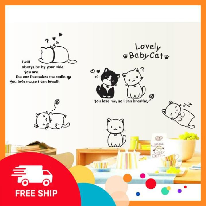 ⚡️𝗙𝗥𝗘𝗘𝗦𝗛𝗜𝗣⚡️ Decal dán tường Mèo xinh