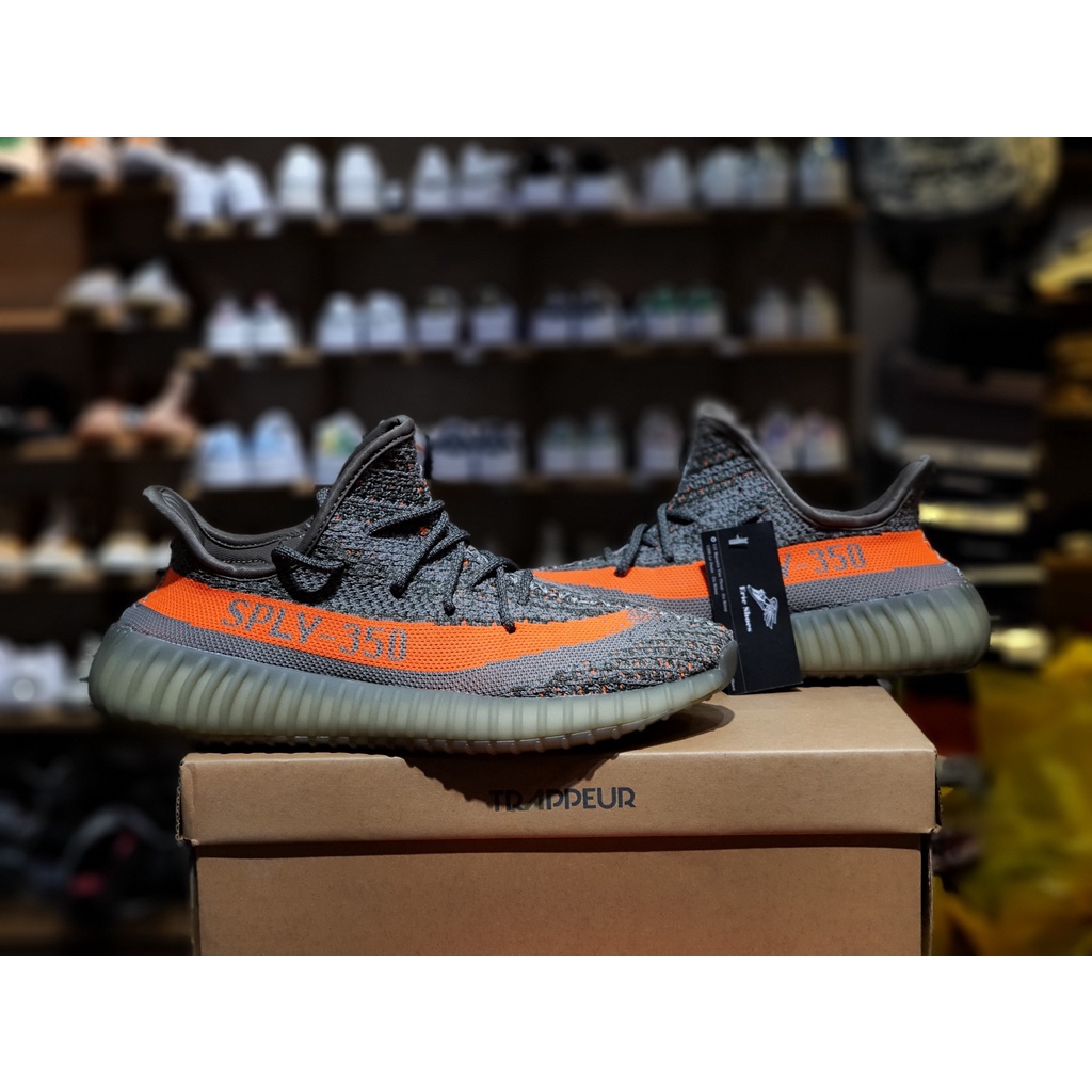 Giày sneaker nam big size (45, 46, 47, 48) màu xám cam beluga, giày thể thao size lớn, đế boost 350 v2 siêu êm