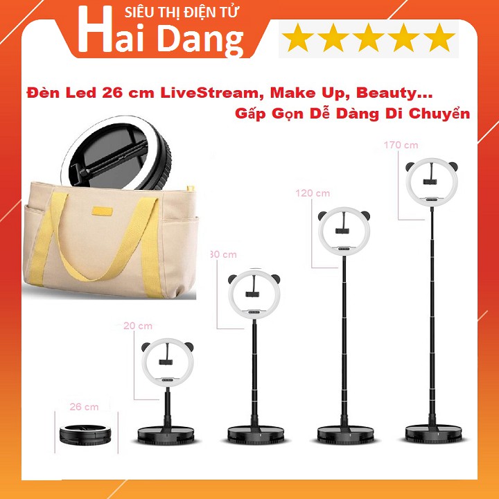 Đèn Gấp Livestream Makeup 26cm, Đèn Tai Gấu Kute - Chỉnh 3 Màu Đèn - Sáng Tối - Gấp Gọn - Tiện Lợi - Bảo Hành 6 Tháng