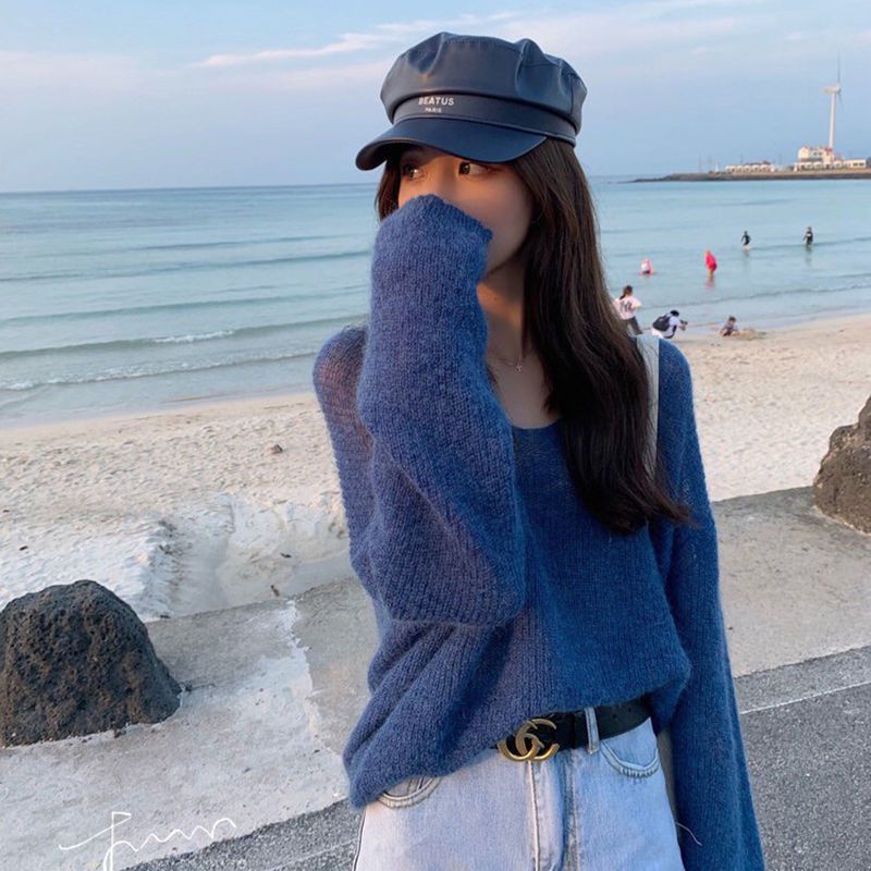 Áo dệt kim IELGY mỏng dáng rộng thời trang cho nữ