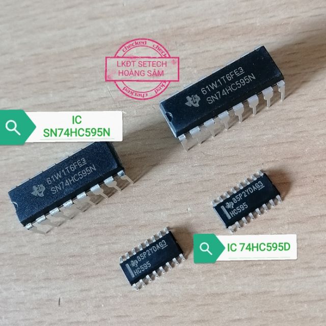 IC số  74HC595 chân cắm DIP16,chân dán SOIC16