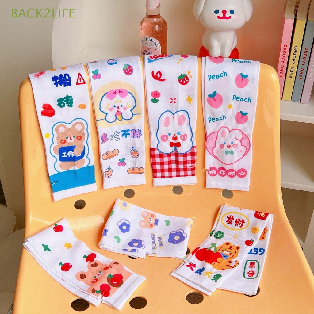 2 Ống Tay Áo Bằng Lụa Lạnh Mềm Mại Chống Nắng Hình Gấu Hoạt Hình Cho Nữ