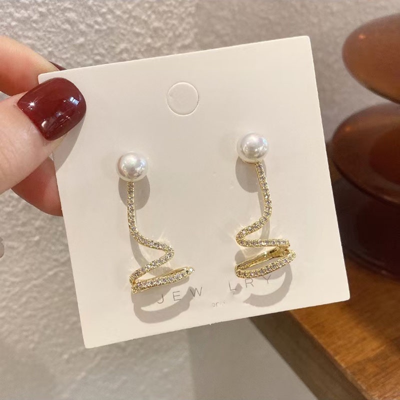 Khuyên Tai Hình Nơ Nhiều Lớp Mạ Bạc 925 Đính Đá Phong Cách Mới