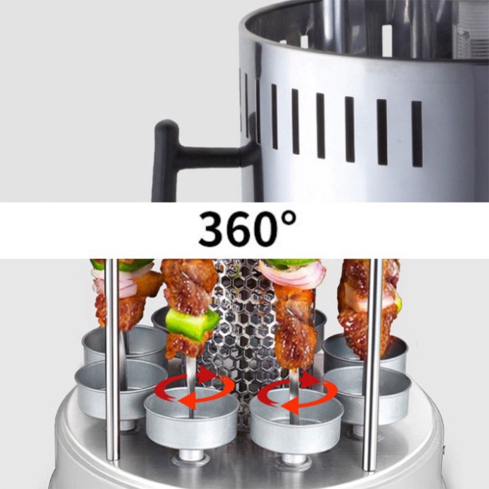 Máy nướng thịt, chả xiên mini - Bếp nướng điện quay thịt mô tơ tự động