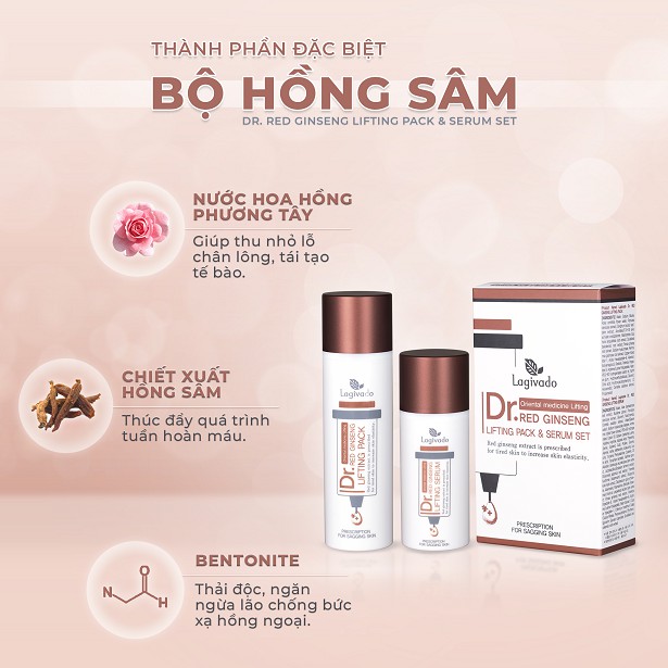 Bộ sản phẩm hồng sâm giảm mụn đầu đen Hàn Quốc thu nhỏ lỗ chân lông gồm mặt nạ hồng sâm 50 ml + serum 30 ml - Katta