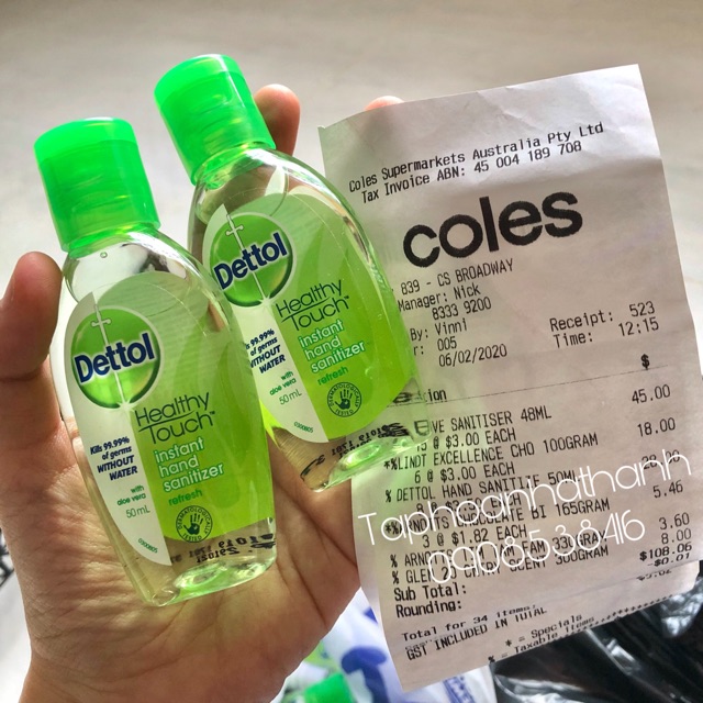 Nước rửa tay khô Dettol xách tay Úc