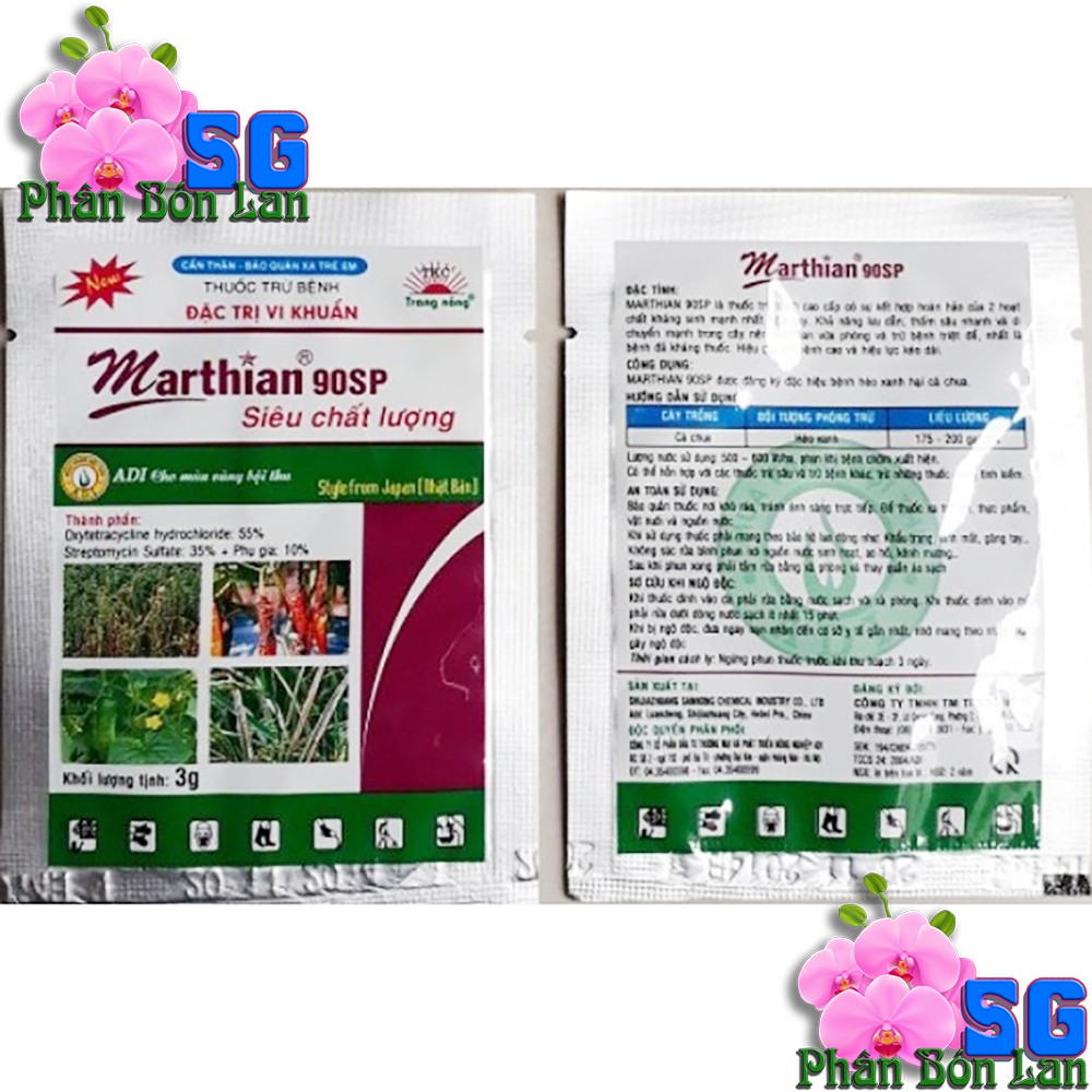 Thuốc trị THỐI NHŨN MARTHIAN 90SP – Đặc trị vi khuẩn, thối nhũn lá, nhũn thân Gói 3g