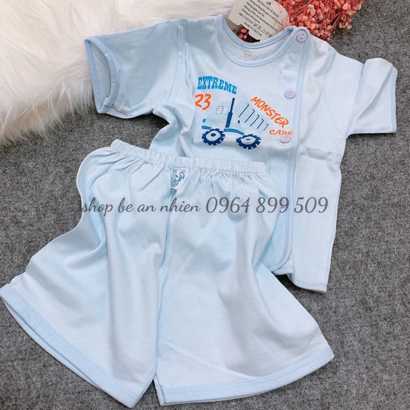 Bộ tay ngắn jou màu cho bé 3-9kg-hàng cotton 100%