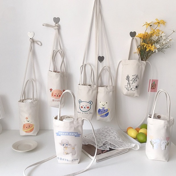 Túi đựng bình nước cách nhiệt/dù hai công dụng đeo chéo size nhỏ mini di động tiện dụng
