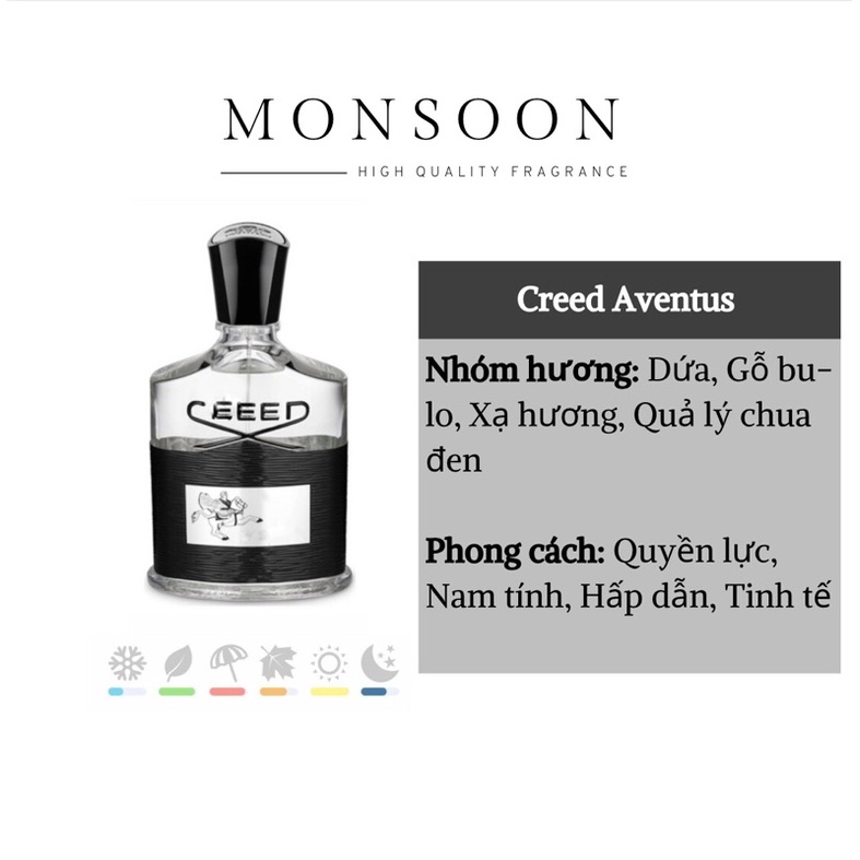 Nước hoa Nam Creed Aventus EDP cao cấp Monsoon thơm lâu mùi mát dịu nhẹ sang trọng lịch lãm nam tính