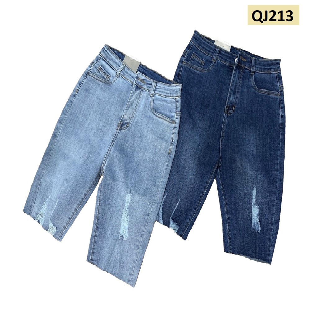 Quần ngố jeans co giãn lưng cao QJ213