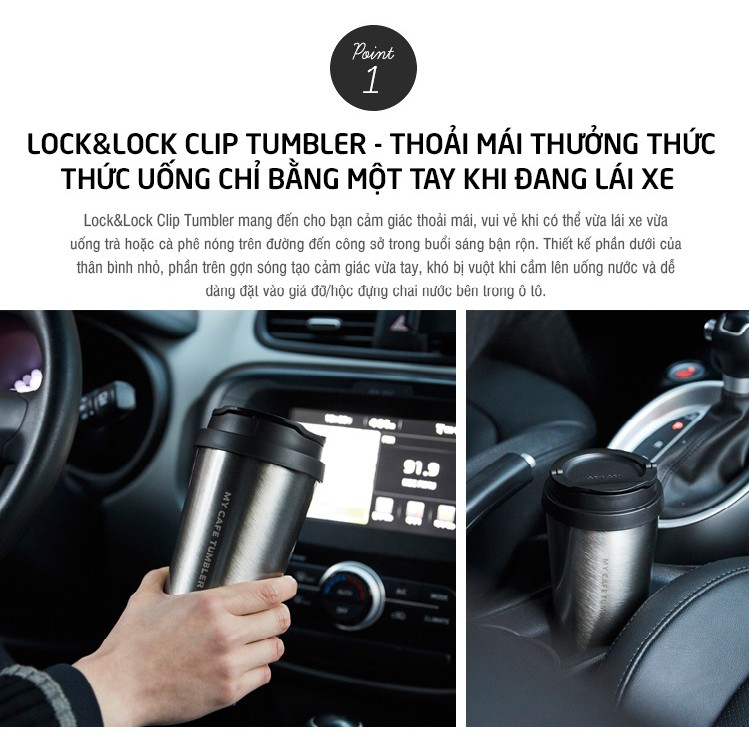 Ly Giữ Nhiệt Bằng Thép Không Gỉ Lock&amp;Lock Clip Tumbler dung tích 540ml LHC4151