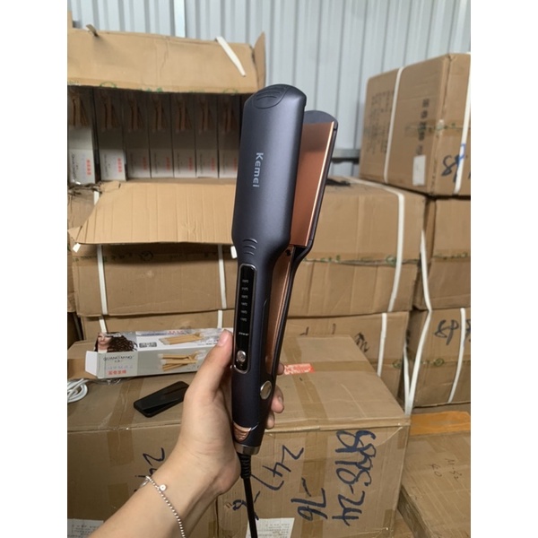 MÁY DUỖI TÓC KEMEI KM-740 BẢN TO 5,2CM CÓ 6 MỨC CHỈNH NHIỆT