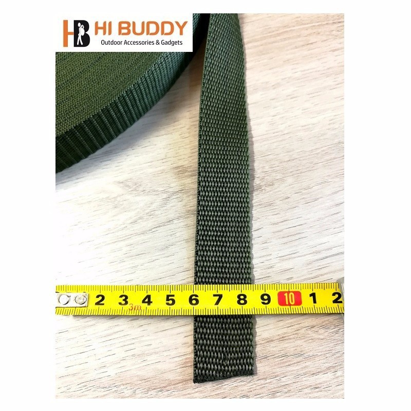 Bành Dây Dù Dẹt Xanh Rêu - DÀI 45M - NĂNG 1KG - BẢN RỘNG 2.5CM