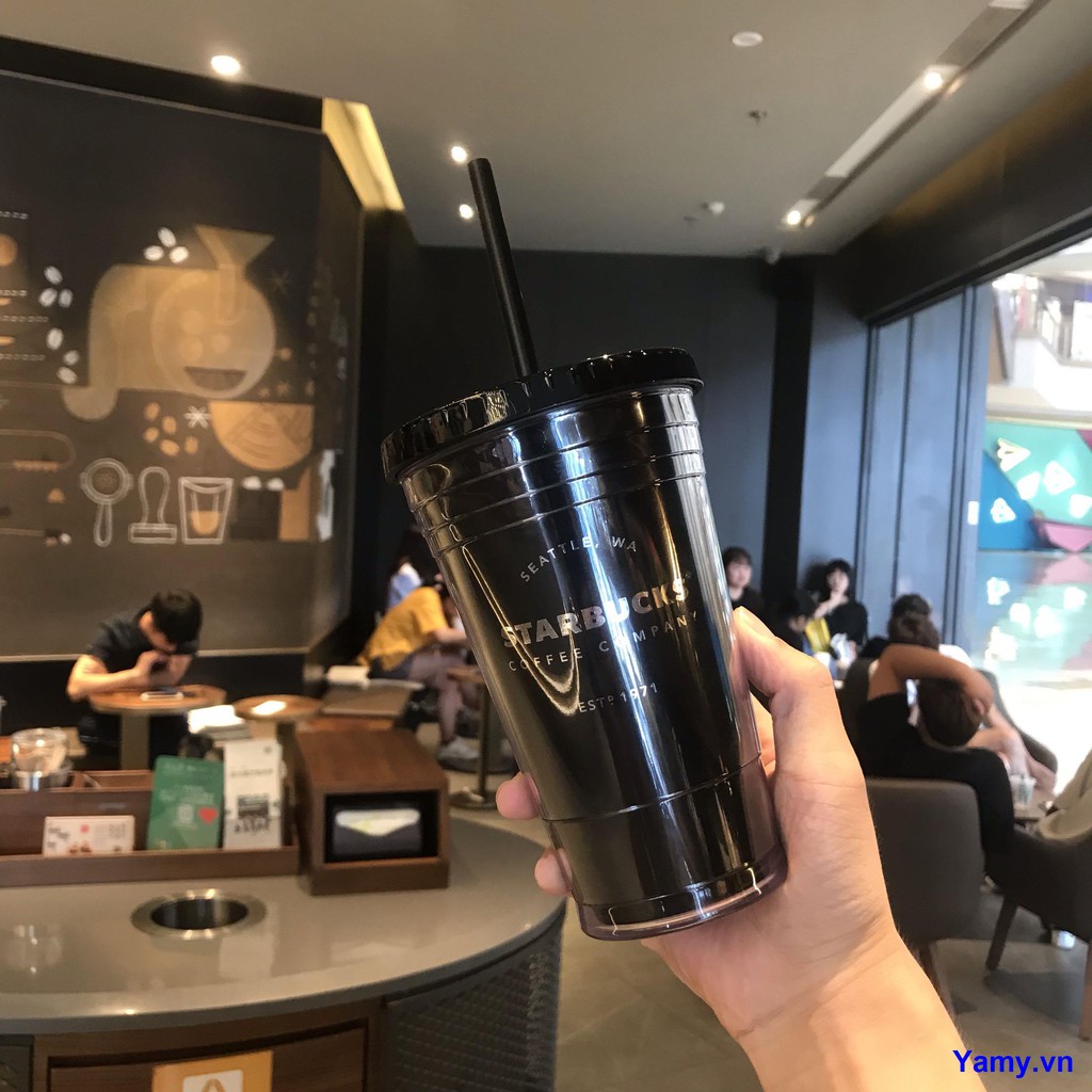 STARBUCKS Ly Uống Nước Starbuck 2019 Màu Trắng Đen Kèm Ống Hút Dung Tích 473ml