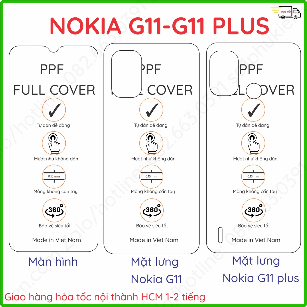 Dán PPF Nokia G11 / G11+ (G11 plus) loại trong, nhám dành cho màn hình, mặt lưng