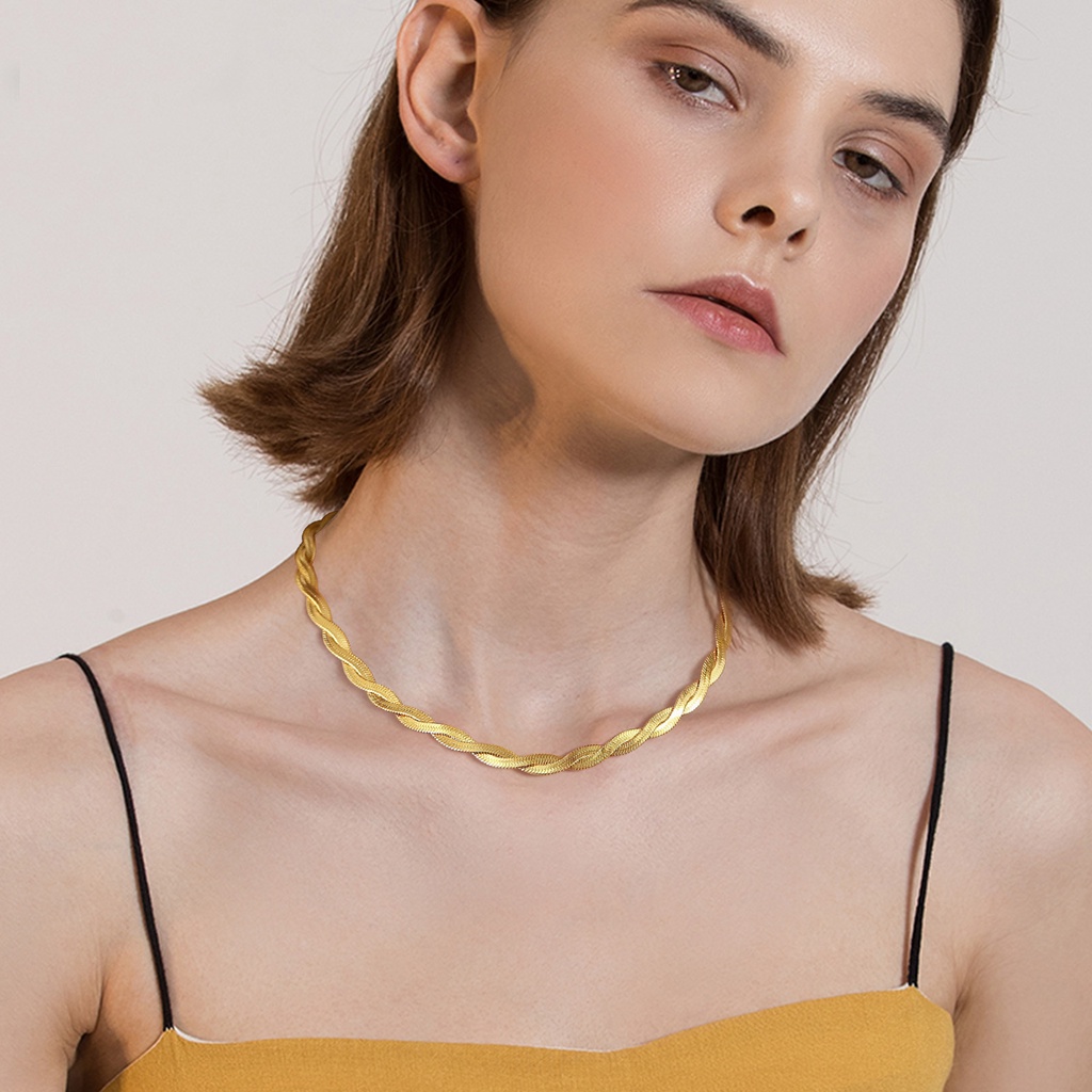 Vnox Vòng cổ Hợp Kim Mạ Vàng 14k Thiết Kế Mặt Hình Rắn Độc Đáo Thời Trang Cho Nữ