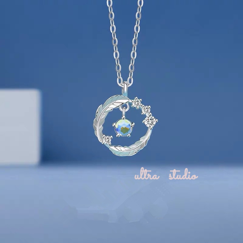 Vòng cổ Mặt Lông Vũ Bằng Titan Đính Đá Zircon Sang Trọng Đơn Giản