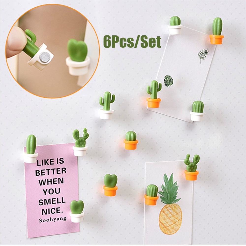 Set 6 Nam Châm Hít Tủ Lạnh Hình Cây Xương Rồng Dễ Thương