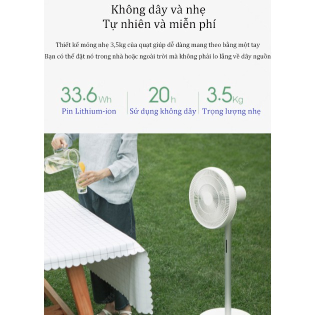 Quạt Đứng Tích Điện Xiaomi Smartmi Fan 3 Quạt không dây Điều khiển qua App thông minh Bảo hành 6 tháng