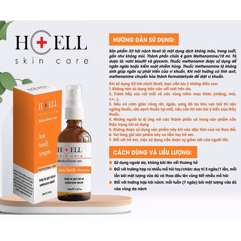 Serum ngăn ngừa hôi nách Hcell Skin Care 10ml [Dứt Điểm 100%] giảm tiết mồ hôi, an toàn