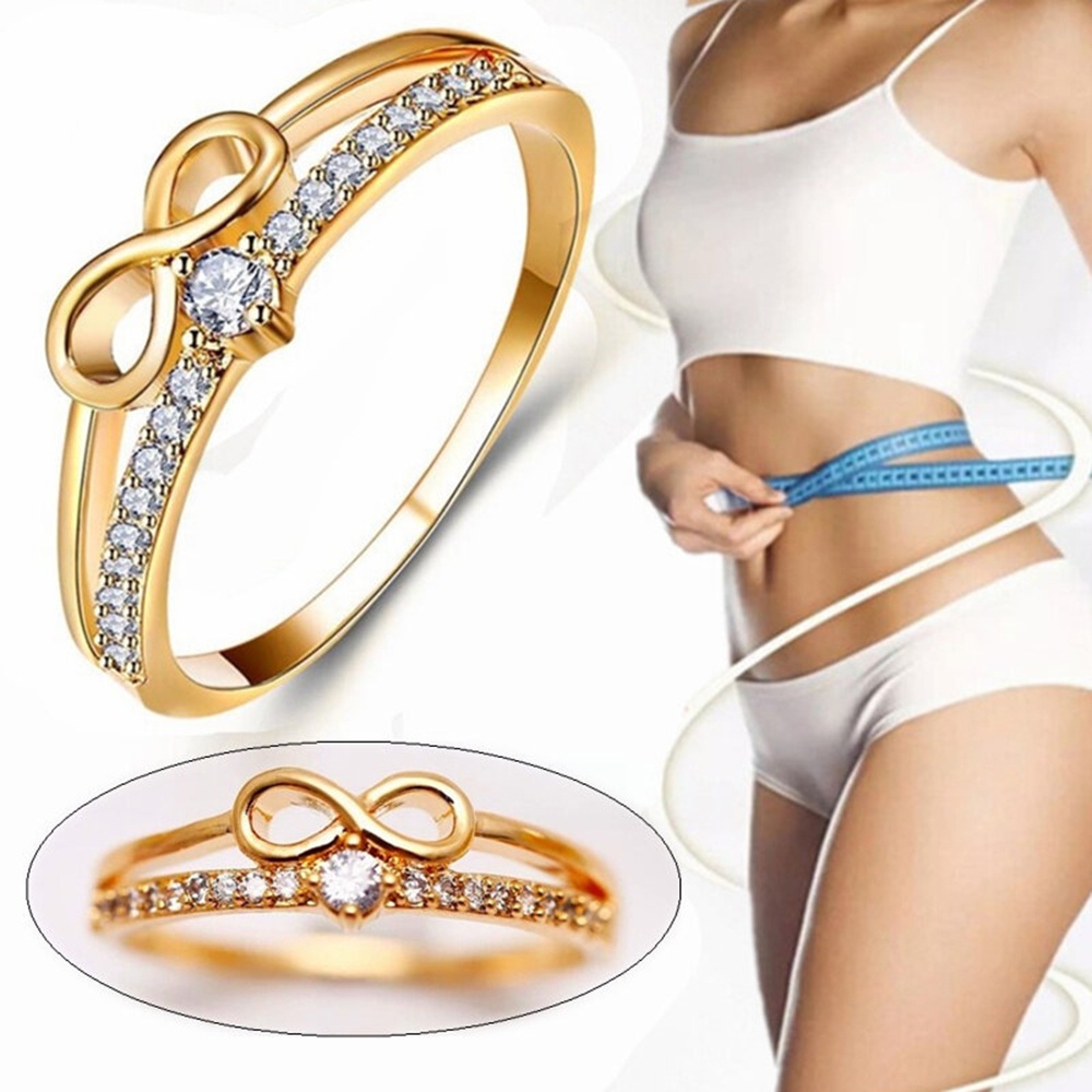 Nhẫn Mạ Vàng Hình Nơ Rỗng Đính Đá Zircon size 7-10 Thời Trang Cổ Điển Cho Nữ
