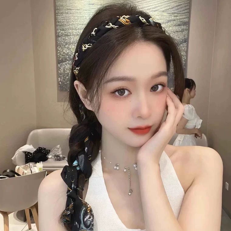 Jiashucheng Băng Đô Cài Tóc Bằng Vải Satin Thắt Bím Phong Cách Hoàng Cung Cổ Điển