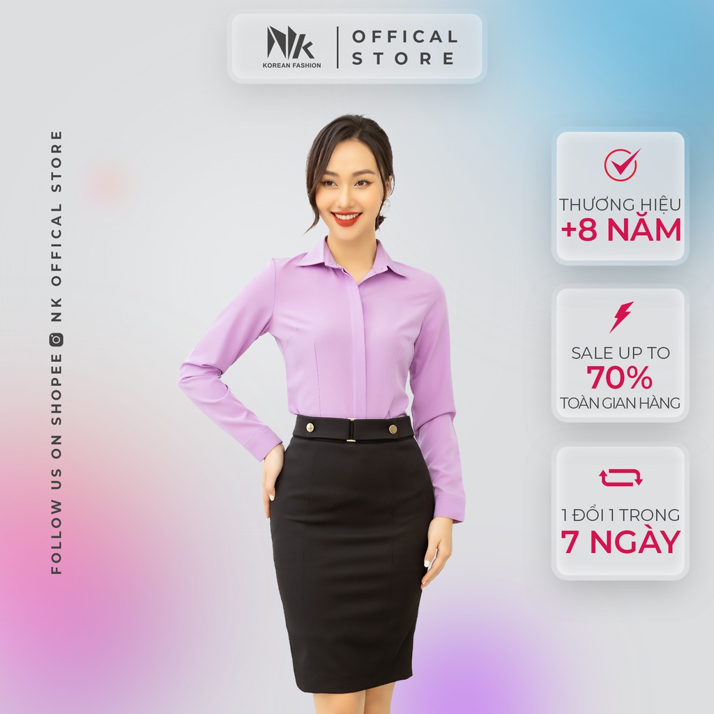 Áo Sơ Mi Nữ Công Sở Tay Dài Dáng Đẹp Thời Trang Basic NK FASHION Chất Liệu Vải Hàn, Thoáng Mát NKSM2010011