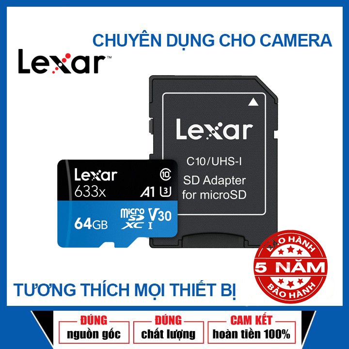 Thẻ nhớ MicroSD LEXAR 64GB U3 Chính hãng/ ONTEK ULTRA 64G chính hãng cho camera WIFI, Camera hành trình