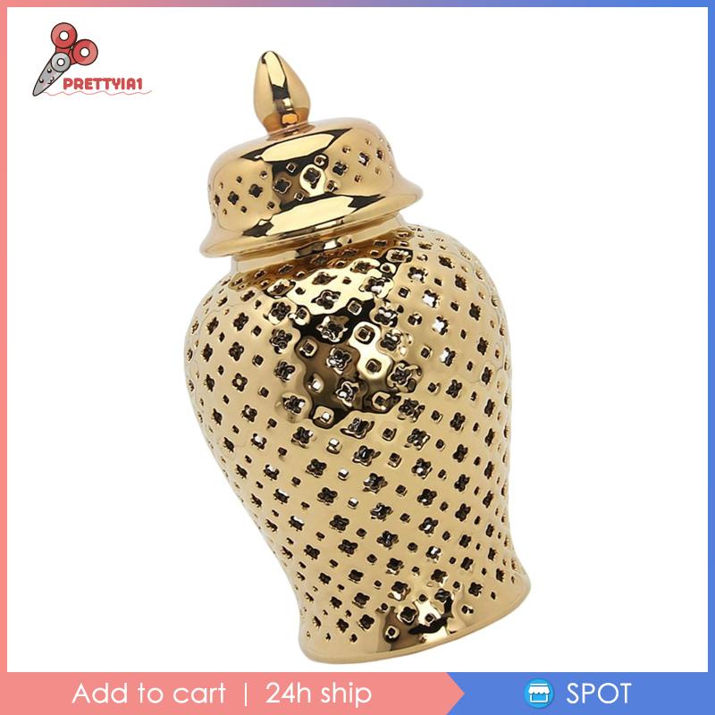[Prettyia1] Lọ Gừng Phương Đông Thủ Công Có Nắp Trang Trí Cho Nhà Bếp Tiệc Tùng