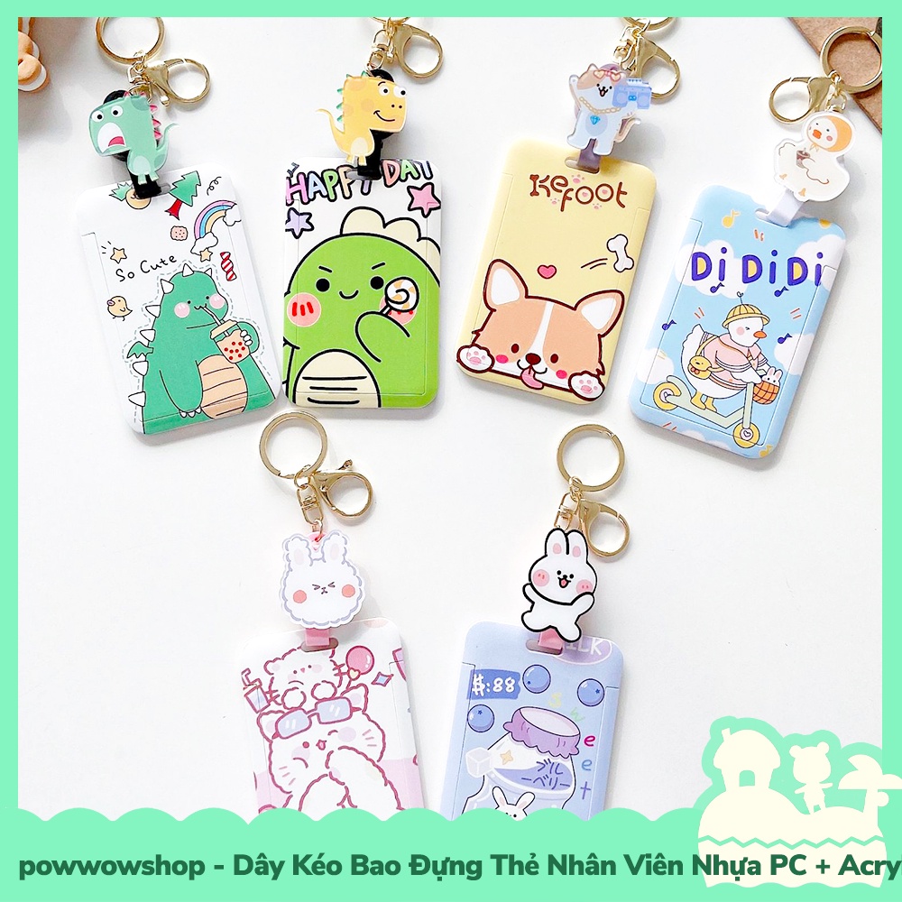 [Sẵn VN - Hỏa Tốc] Dây Kéo Bao Đựng Thẻ Nhân Viên Nhựa PC + Acrylic Mẫu Nhân Vật Hoạt Hình Cute Characters Life