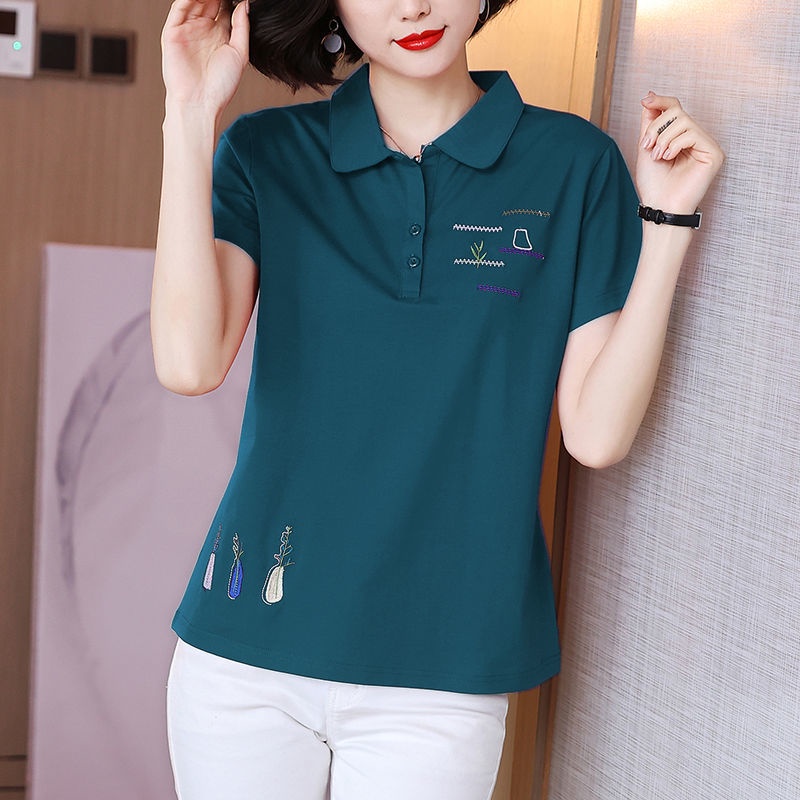 Áo polo Tay Ngắn Có Cổ Thời Trang Dành Cho Nữ Trung Niên
