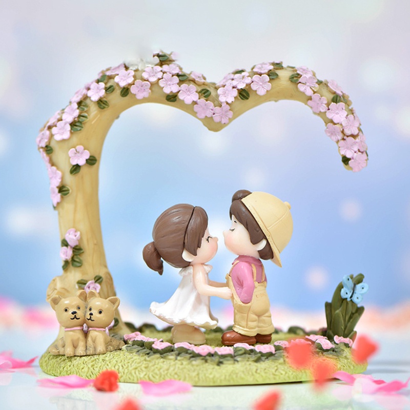 Set 2 Que Cắm Trang Trí Bánh Kem Hình Cặp Đôi Hôn Nhau Dễ Thương DIY
