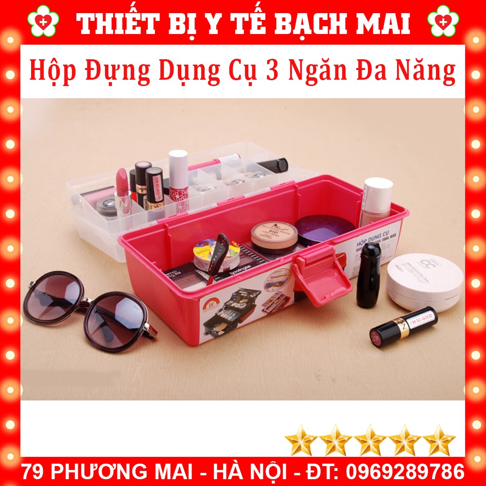 Hộp Nhựa Đựng Dụng Cụ Nail, Đồ Trang Điểm Đa Năng 3 Ngăn - Chính Hãng